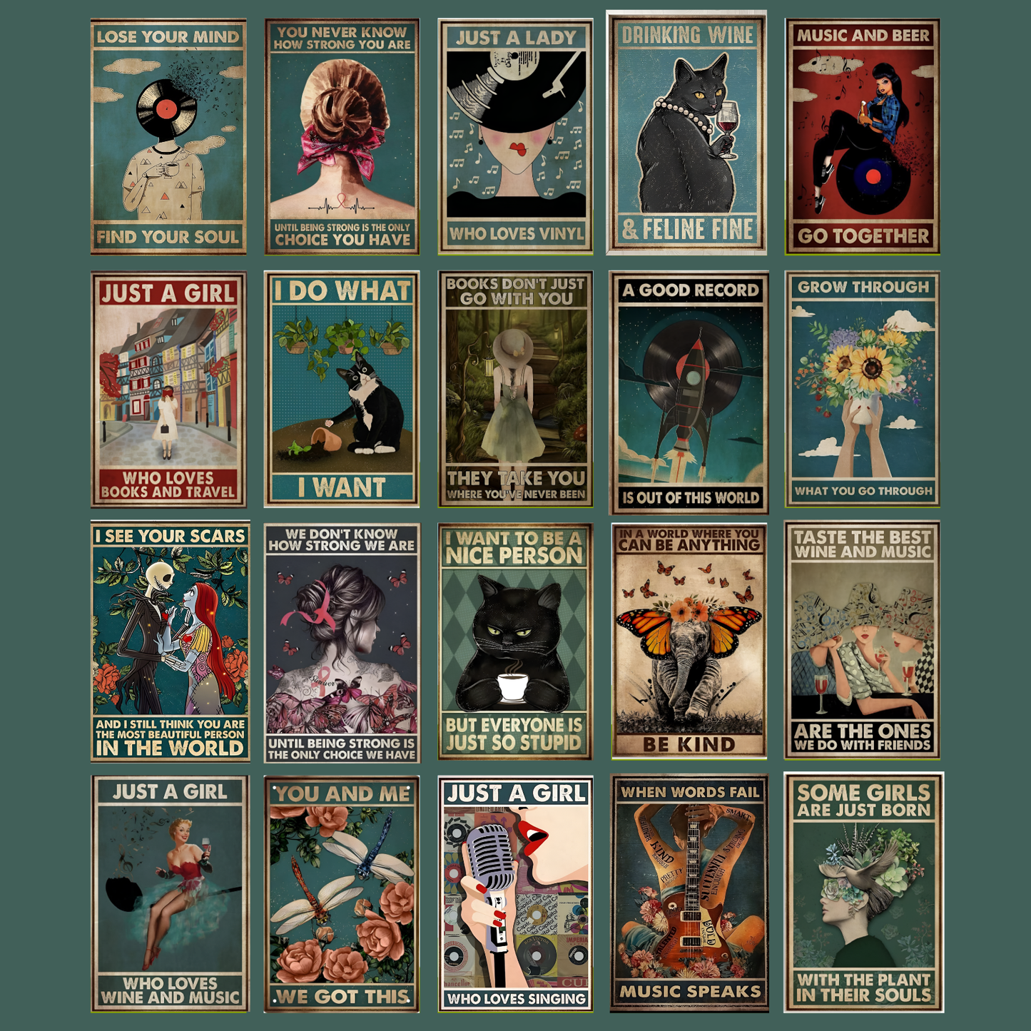 Aesthetic Quote Poster Set 1 (Pack Of 20)